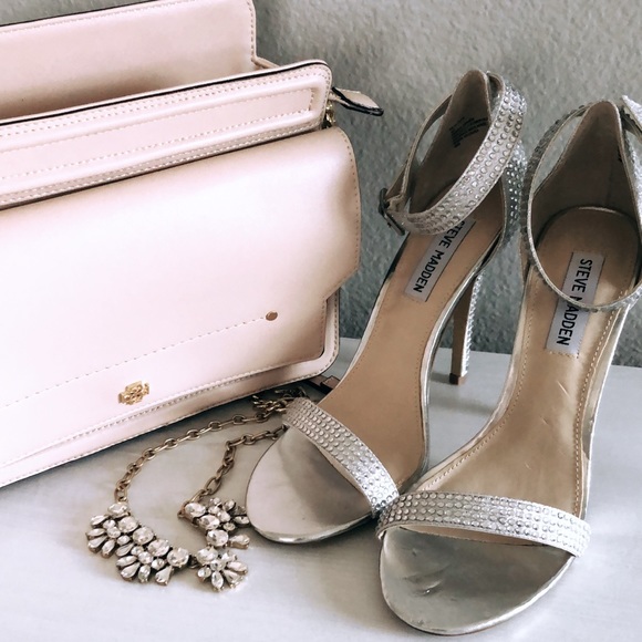 Steve Madden Shoes - Steven Madden Silver Heels with Ankle Strap
